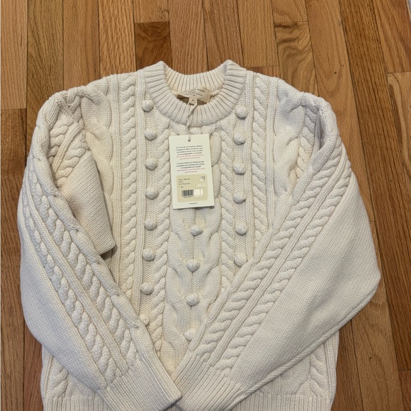 Sezane Cream Cable Knit Sweater - Picture 2 of 3